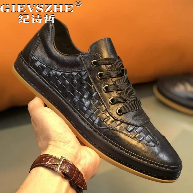 纪诗哲男鞋个性透气休闲鞋潮流编织轻奢运动鞋子男士时尚百搭板鞋