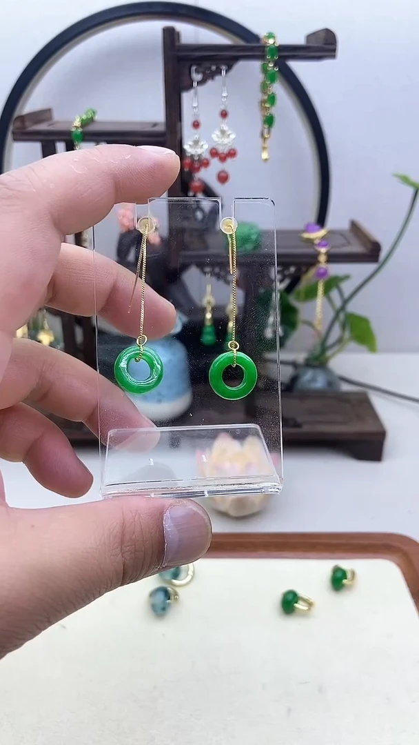 翡翠14K金镶嵌耳饰22号