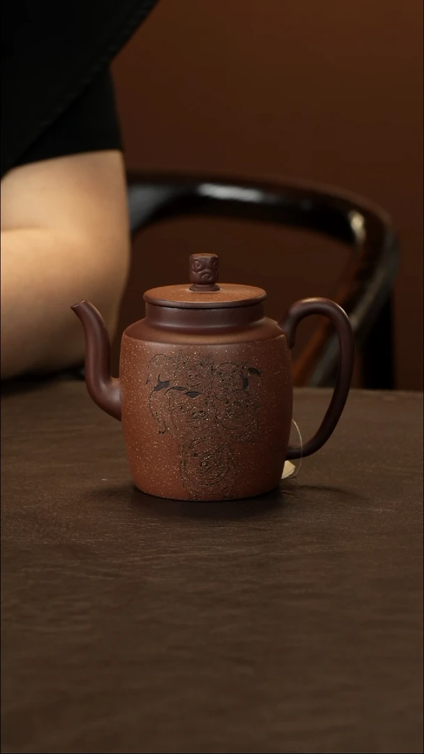 茶壶紫砂老紫泥粉降坡 宫灯