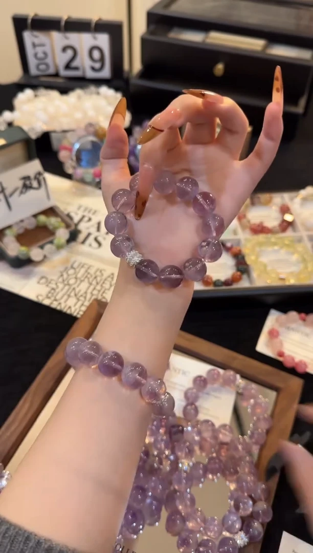 合金手链水晶紫兔毛x3196