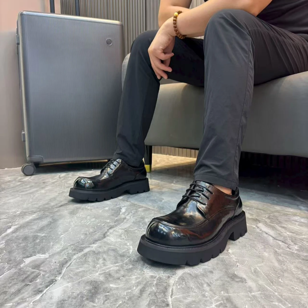 2025秋季新款男士时尚厚底商务精致轻奢休闲皮鞋男鞋