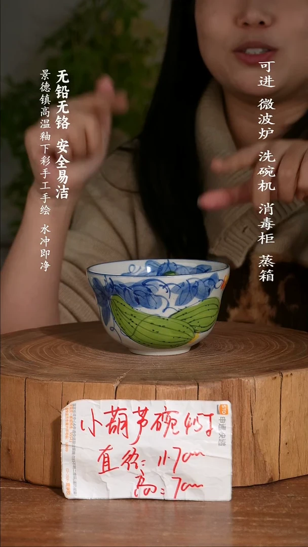 碗陶瓷景德镇高温瓷釉下彩手绘陶瓷