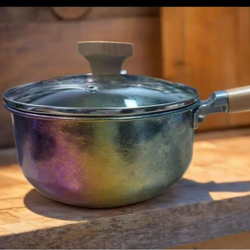 昂光纯钛奶锅带手柄