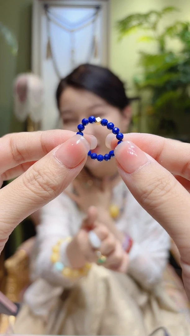 【闪购商品】青金石指环18K金镶嵌青金石指环