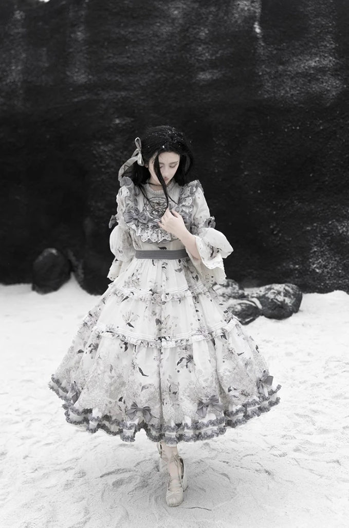 【四时花&长款OP】实体店*现货 原创Lolita 天丝中长袖 羊兰