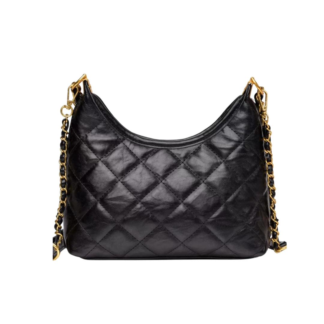 2025夏季新款菱格绣线单肩斜挎包小香风链条包6699