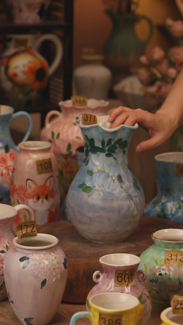 陶瓷377景德镇设计师手作花器摆件侘寂风