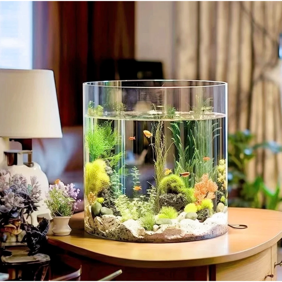 繁星花瓶宽口大口径玻璃高级感透明大型宽口敞口家用鱼缸摆件花瓶