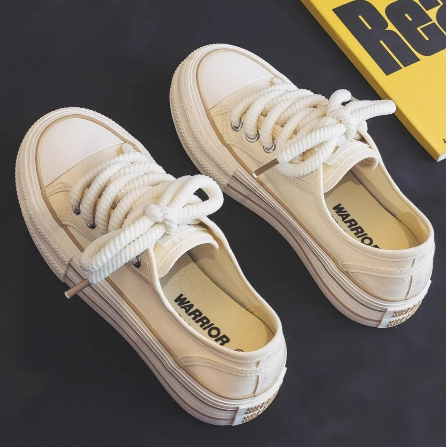 Moleubak厚底帆布鞋女鞋2025秋季新款学生百搭休闲软底板鞋子