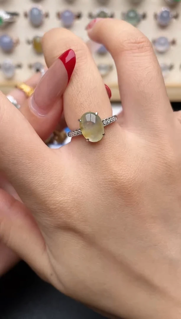 【闪购商品】翡翠戒指银S925镶嵌一物一证一礼盒