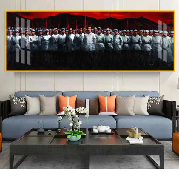 毛主席画像共产主义励志办公室伟人装饰画红色爱国主题客厅装饰画