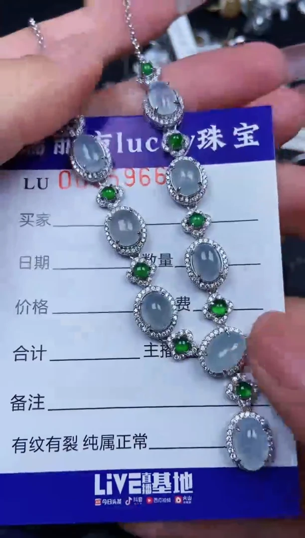 翡翠银S925镶嵌颈饰5966