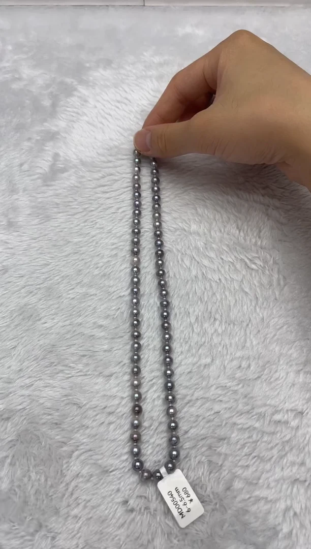 项链银S925镶嵌海水珍珠AK真多麻6-6.5mm