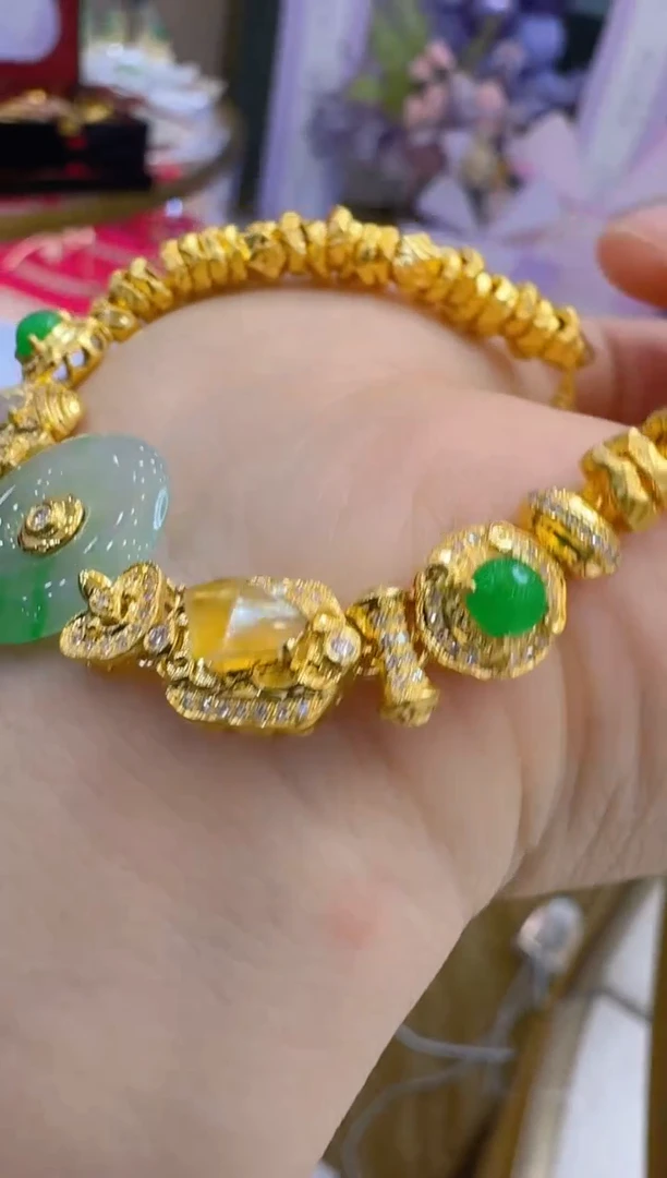 18K金镶嵌手链翡翠多样性团购发一件