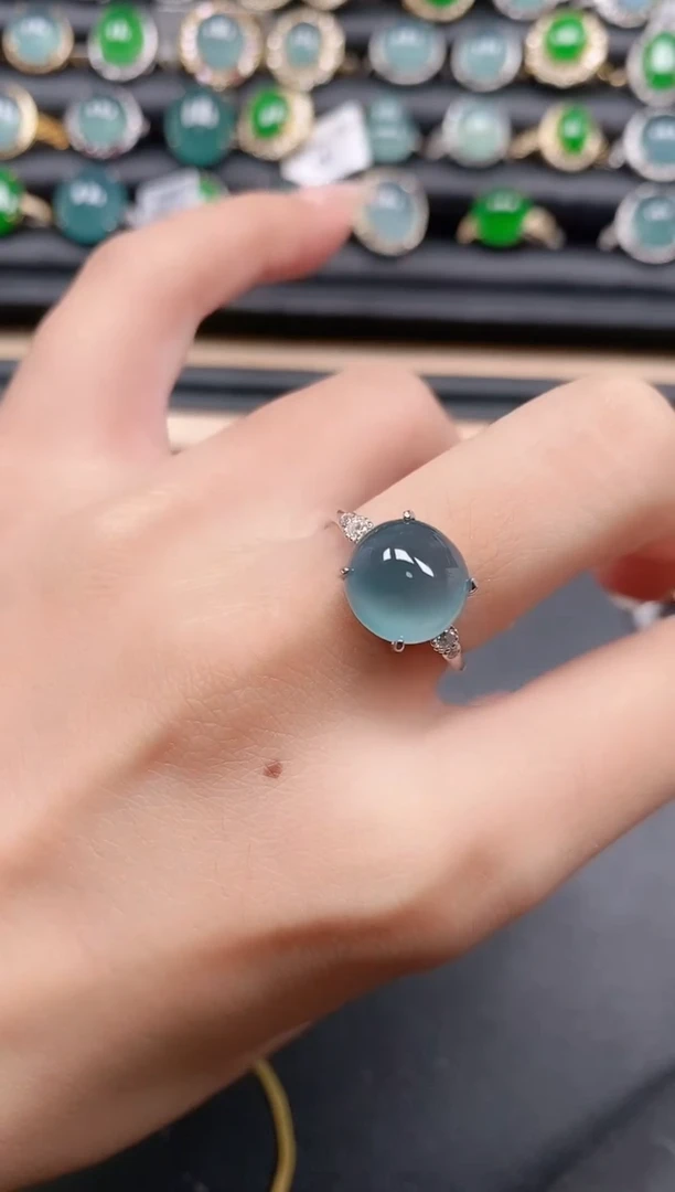 翡翠戒指银S925镶嵌111111