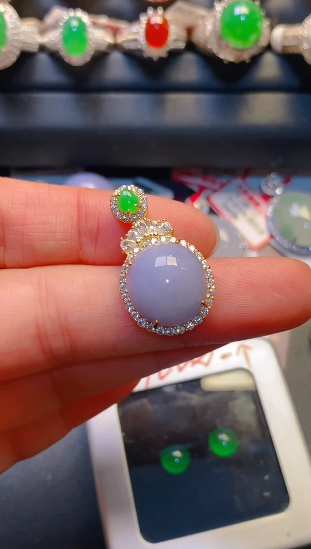 银S925镶嵌戒指翡翠天然