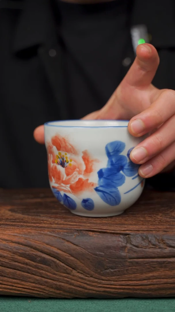 【闪购商品】瓷片50寻一缕瓷香杯釉下手工手绘瓷器