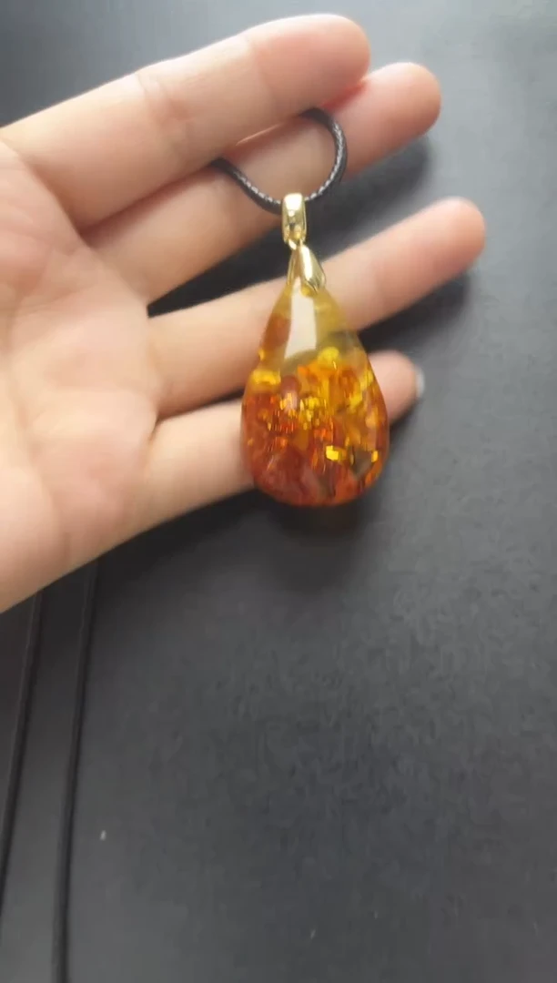 未镶嵌琥珀裸石花珀锁骨