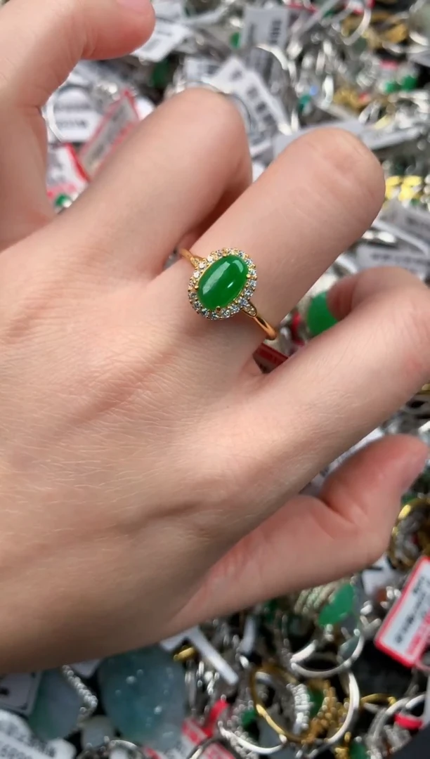 银S925镶嵌戒指翡翠7            1