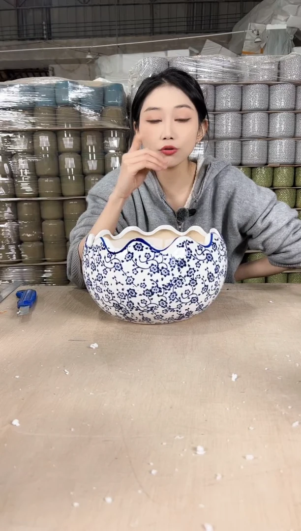 【闪购商品】陶瓷蛋壳白青花瓷大号25x17