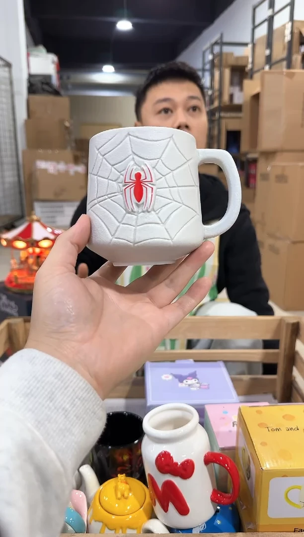 瓷片原盒白色蜘蛛侠水杯