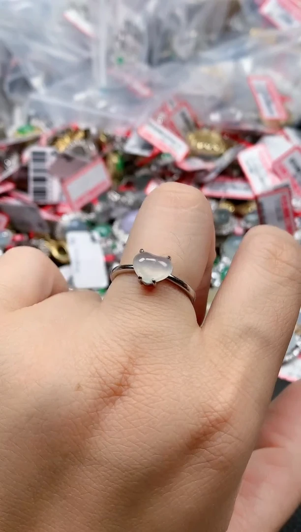 银S925镶嵌戒指翡翠天然A货缅甸翡翠