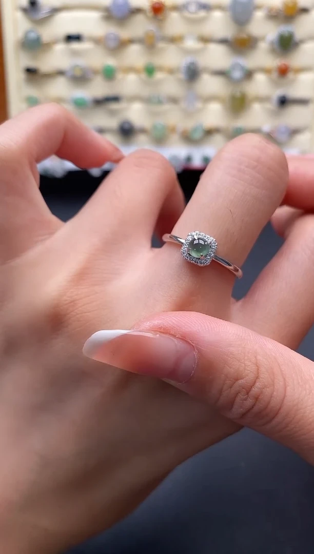 银S925镶嵌戒指翡翠11111111+3