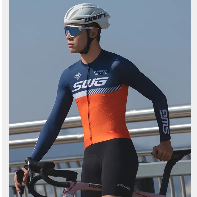 SWG铭胜骑行服男款春秋公路车山地车长上衣骑行服装备（条纹上衣）