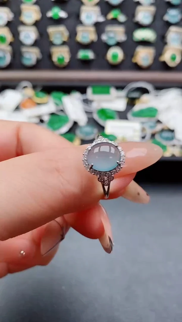 银S925镶嵌戒指翡翠1