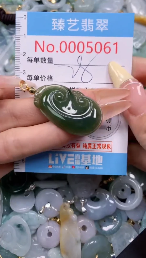 翡翠未镶嵌颈饰含绳0005061