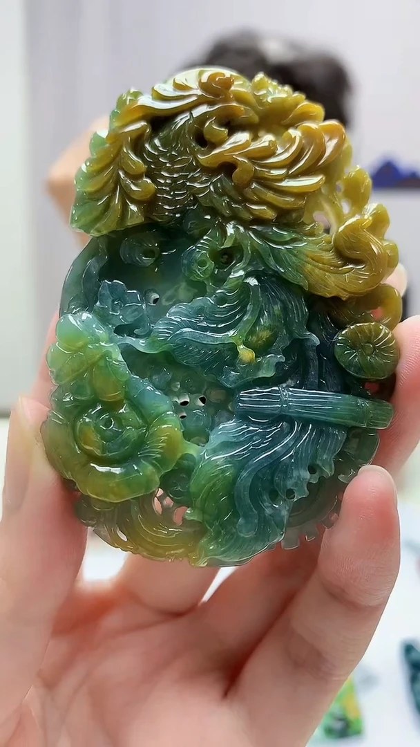 定制翡翠未镶嵌4688zm-毛货挂件凤凰98