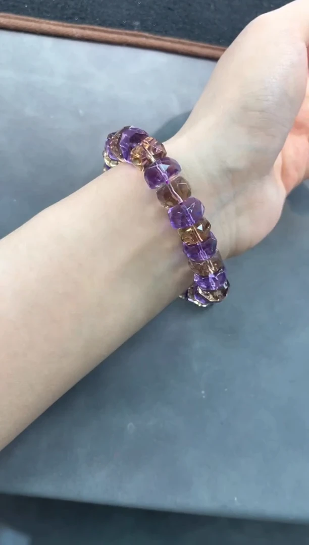 【闪购商品】水晶手链未镶嵌29号一体双色紫黄水晶碎切单圈