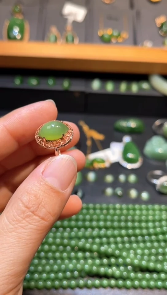 和田玉戒指合金碧玉猫眼戒指多样性发一