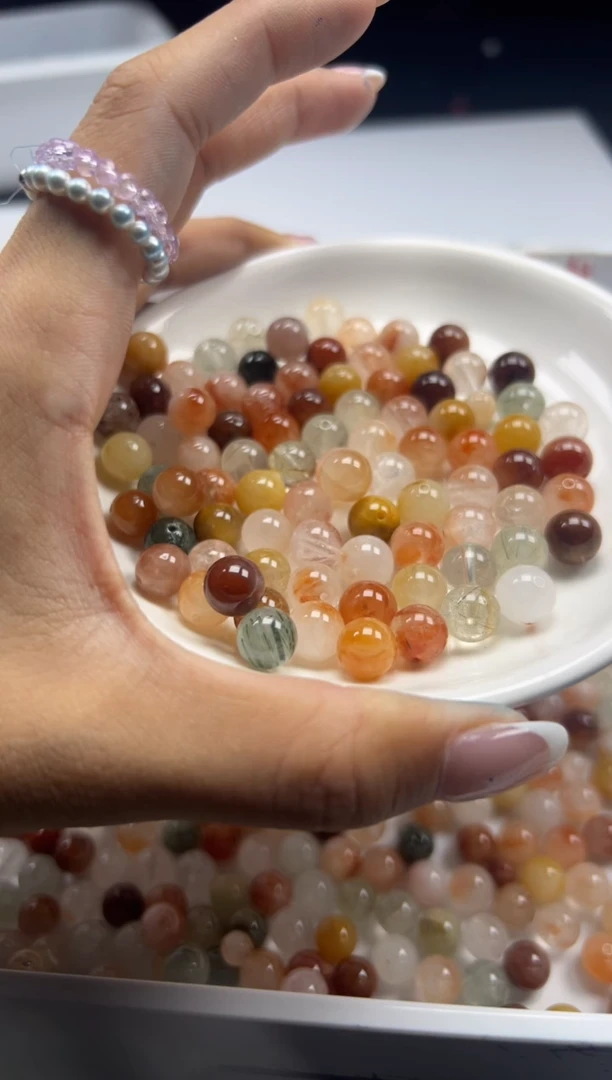 未镶嵌颈饰水晶w1573彩兔毛8mm*25颗