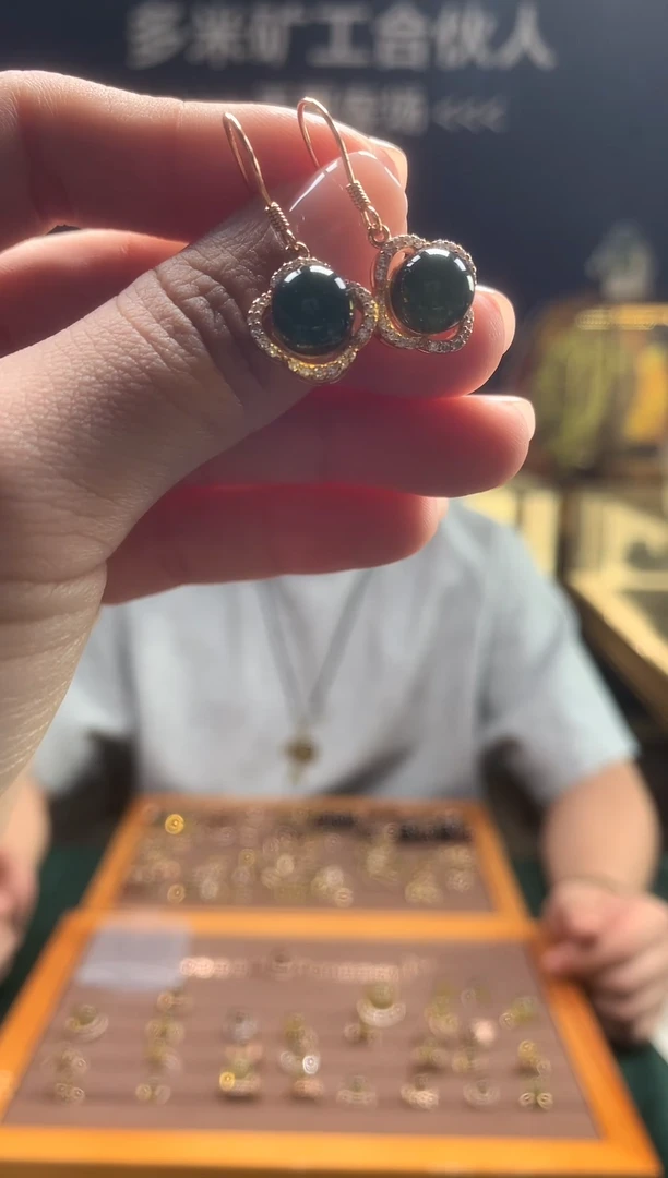 琥珀银S925镶嵌耳饰多米矿工严选