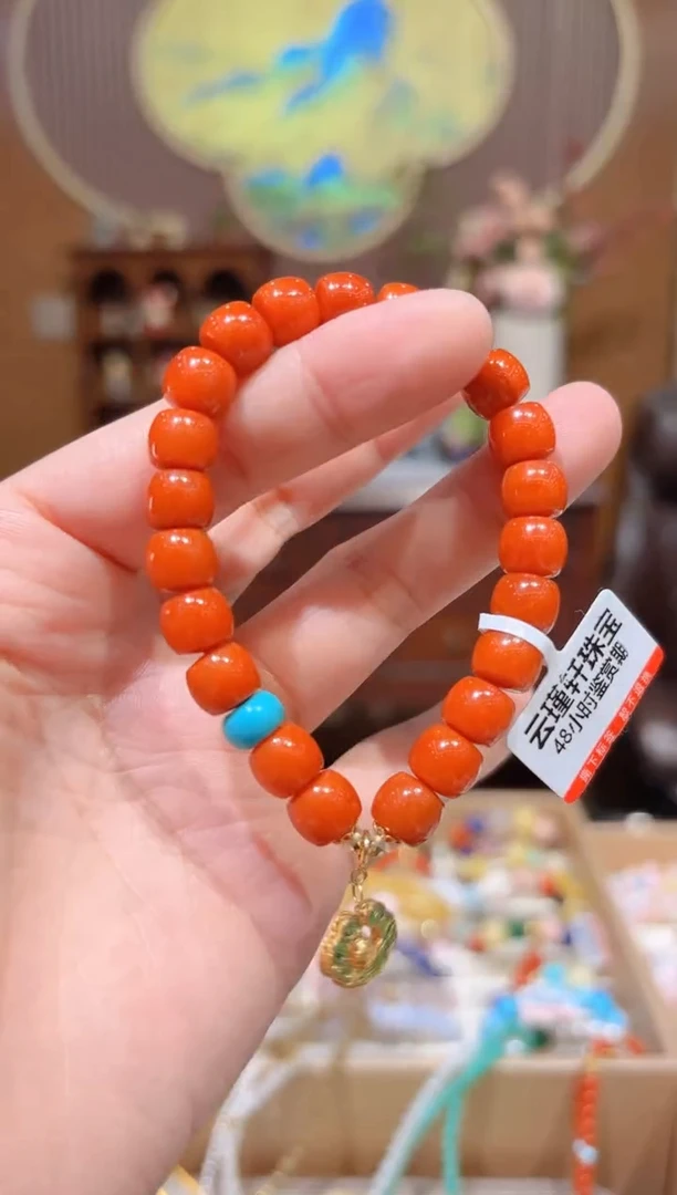 【闪购商品】南红玛瑙手串18K金镶嵌设计款珠串8.7