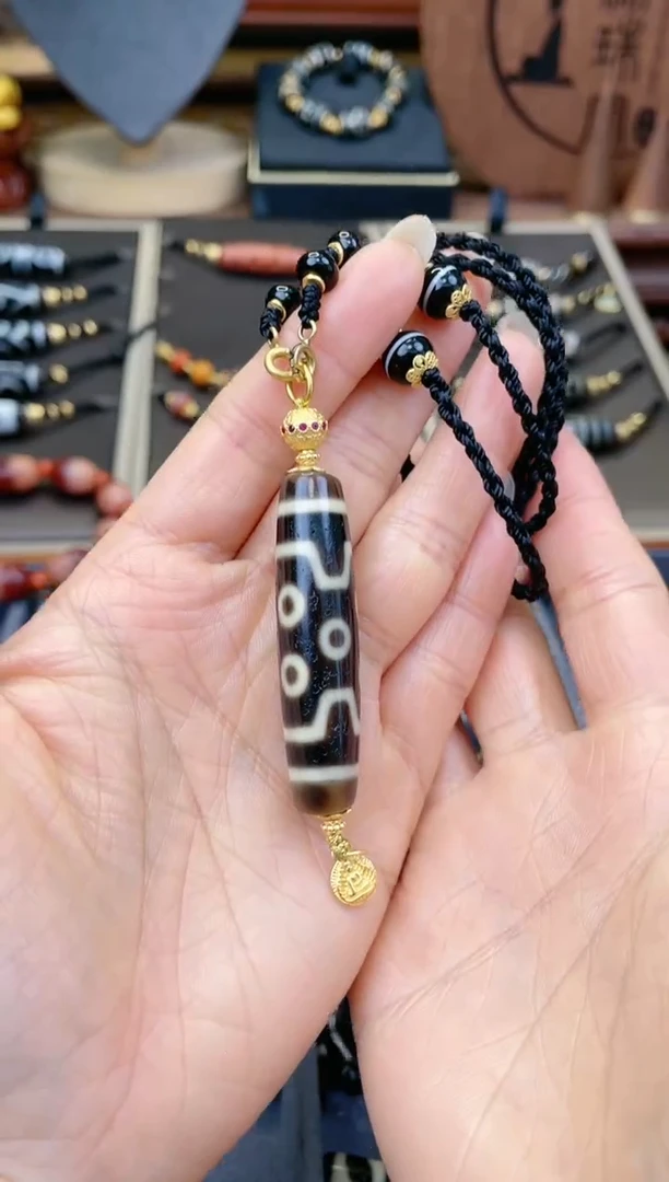 【闪购商品】玛瑙/玉髓颈饰未镶嵌精品建成牙黄黑金七眼颈饰