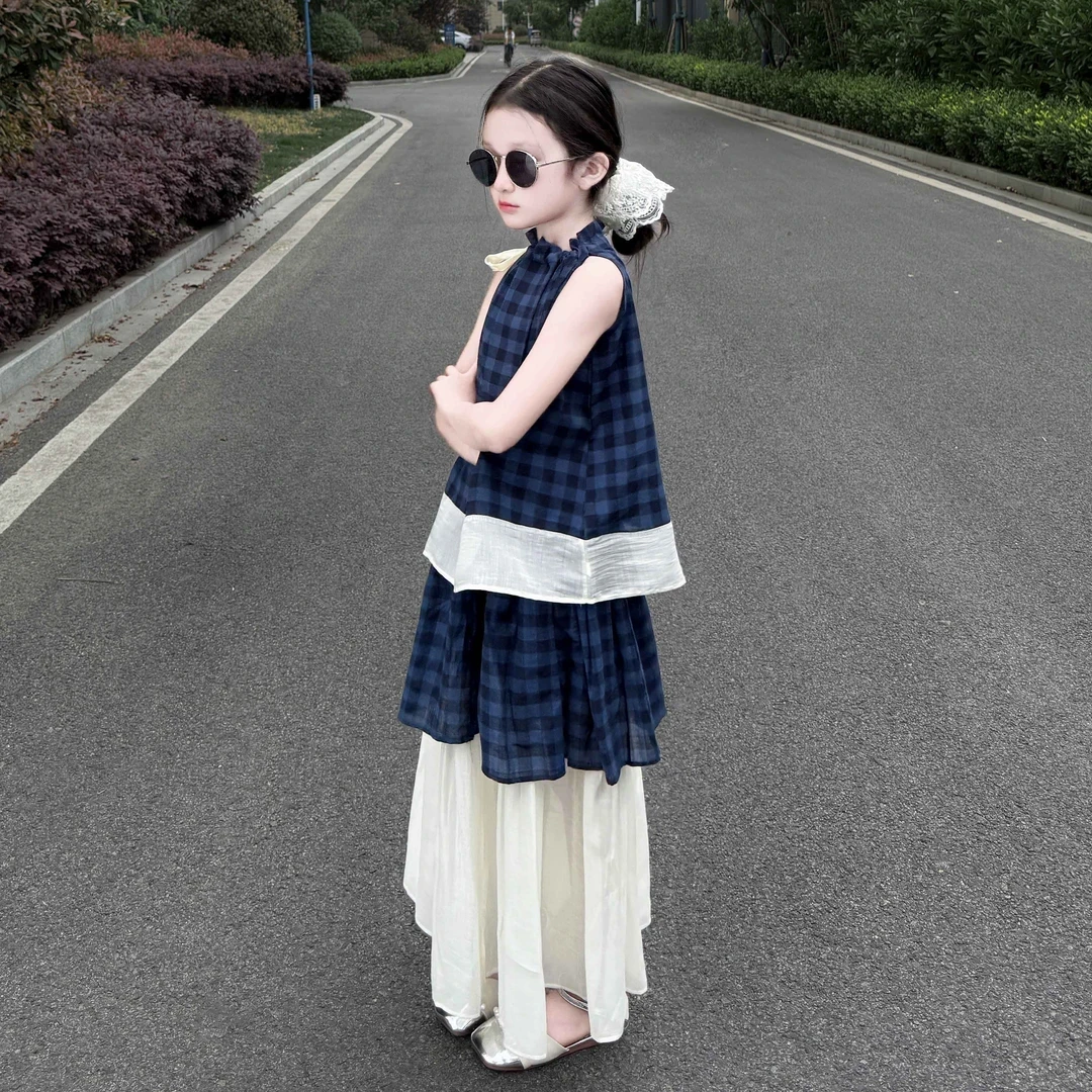 女童夏装裙套装2025新款自然风韩版洋气公主裙休闲时尚中大童套裙