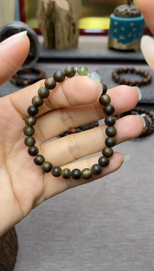 【闪购商品】沉香手串芽庄白棋老料沉水06单圈设计