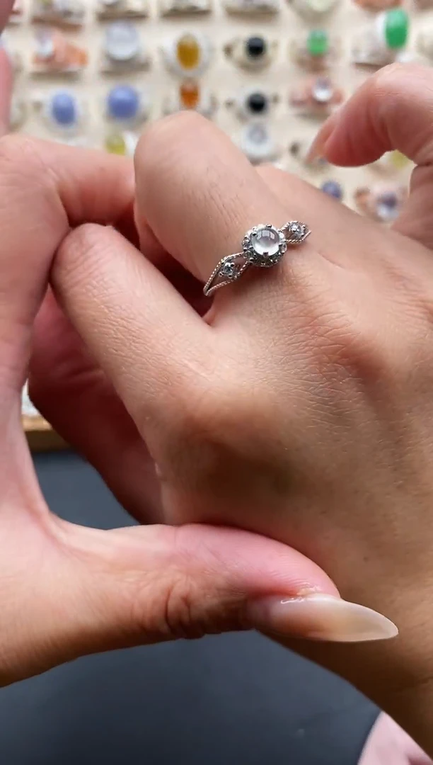 银S925镶嵌戒指翡翠缅甸天然A货翡翠1 9-9