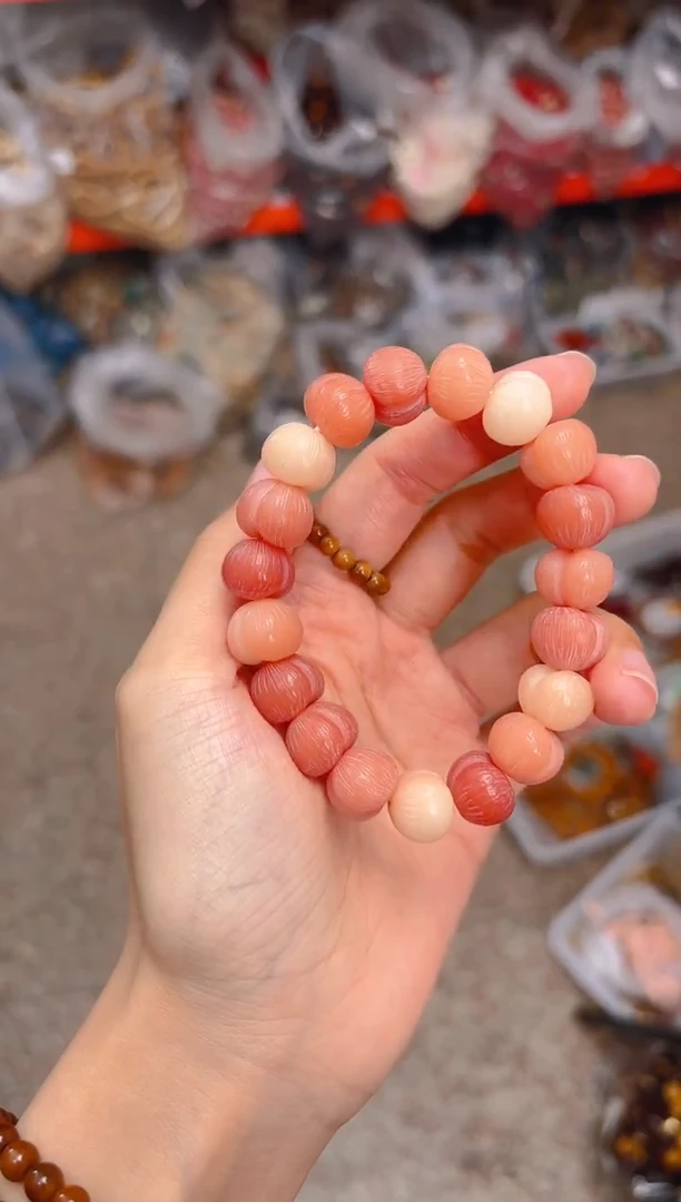 吊坠菩提根/象牙果粉色屁桃单圈