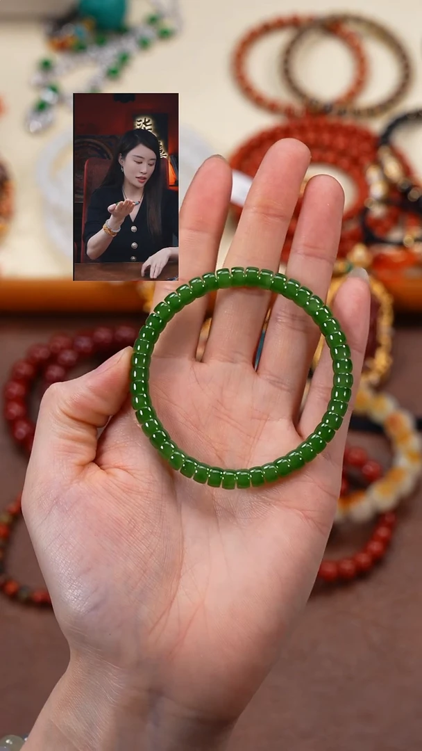 未镶嵌手串和田玉（碧玉）寒**去柒禧文玩回血好物