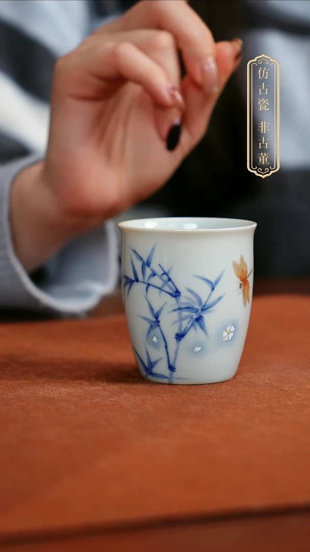 摆件陶皇窑斗彩竹纹单杯