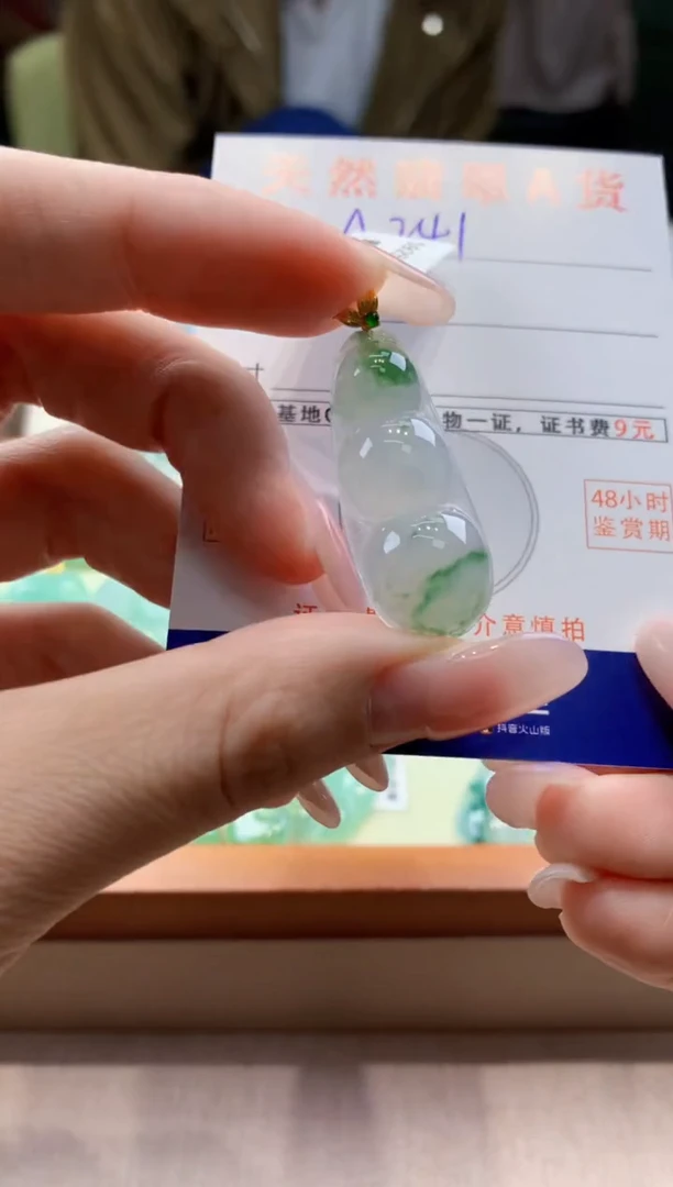 颈饰18K金镶嵌翡翠天然A货翡翠挂件