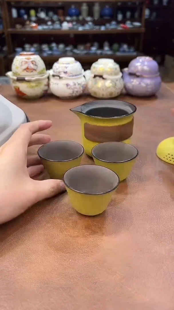 真的很便宜超好看会开片的旅行茶具