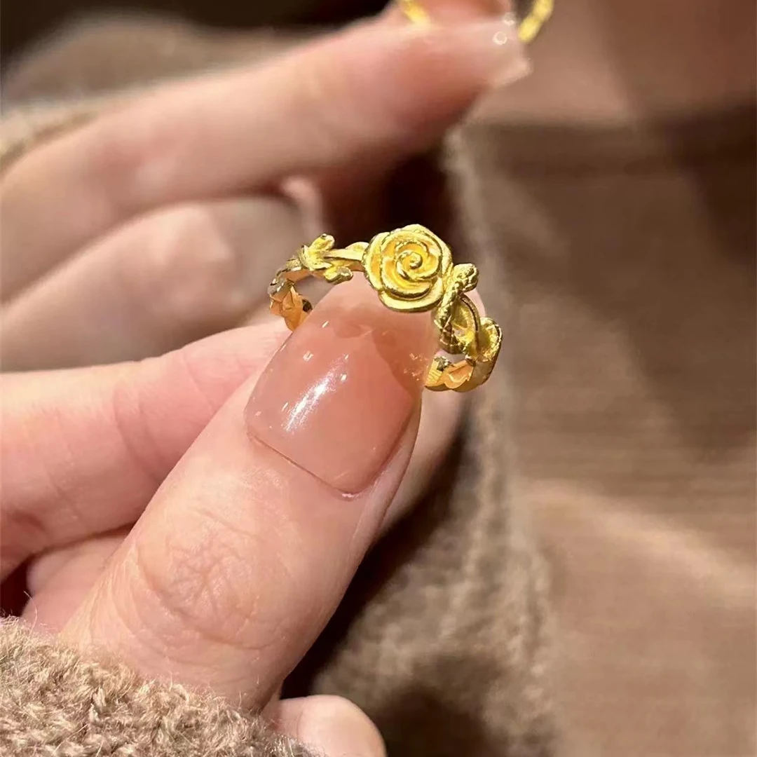 铜合金戒指 【顺丰配送，明天到家】玫瑰花灵蛇戒指女轻奢小众精致蛇形缠绕戒指环