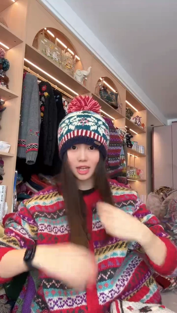 羊毛蓝色雪花帽