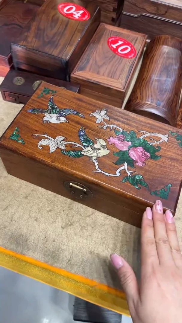 【闪购商品】木鸟踏花枝螺钿首饰盒