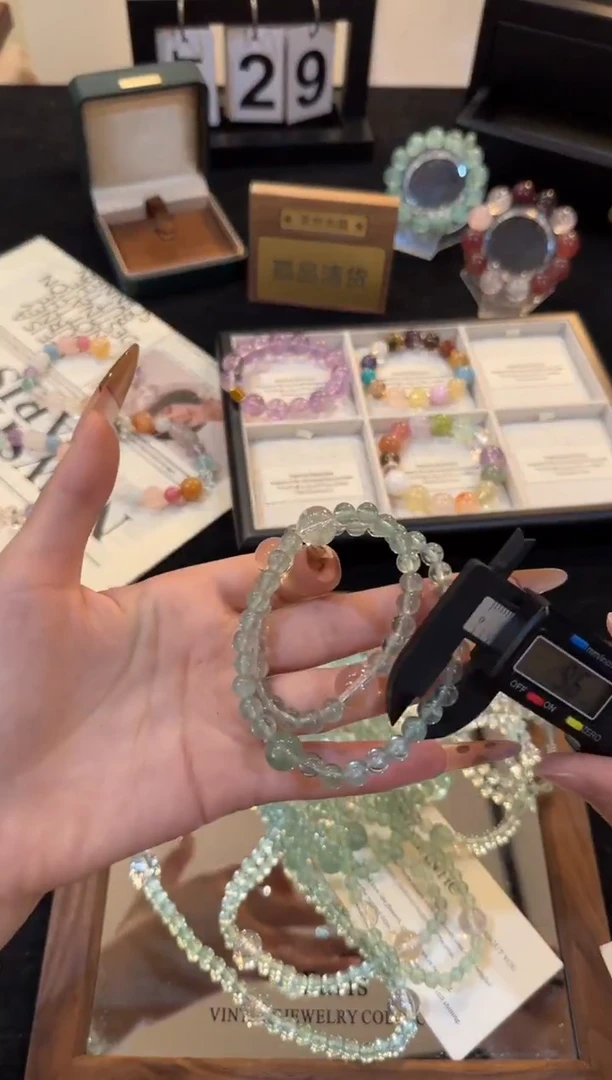 合金手链水晶绿萤石双圈x2747