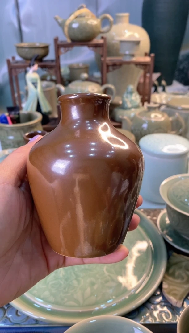 耀州窑紫金釉嘟嘟瓶 微瑕处理 一个